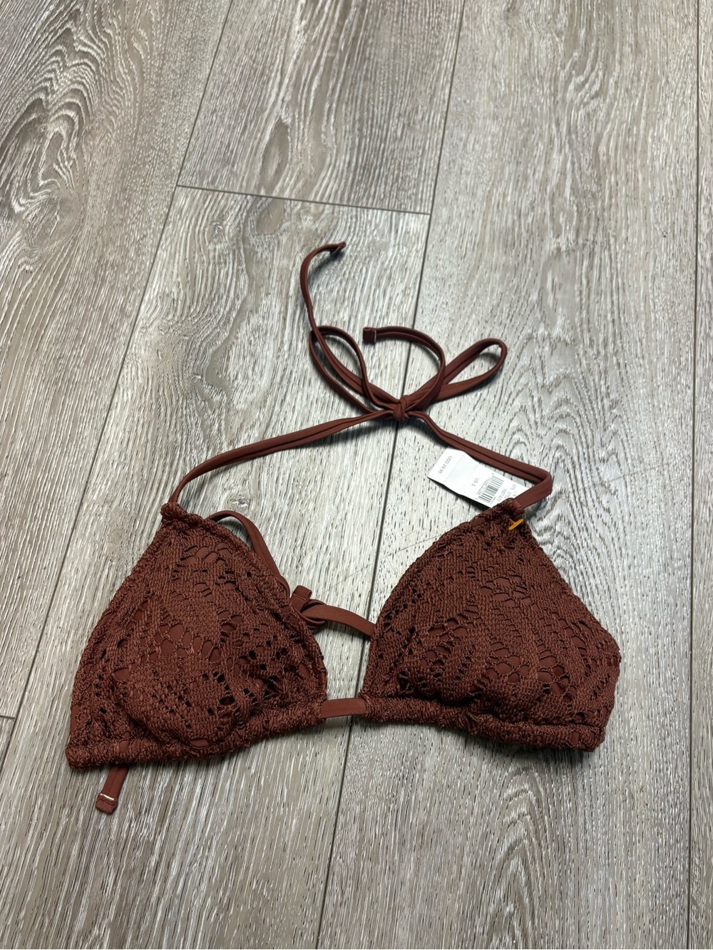 Aerie Crochet Triangle Bikini Top - Rust Brown
